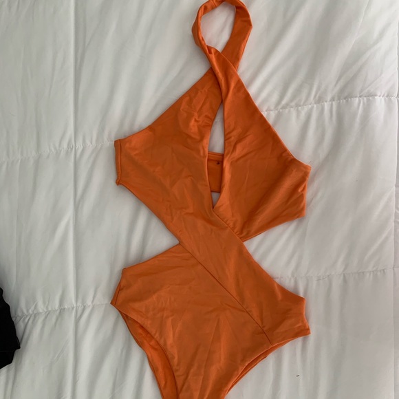 Orange Cut out Swimsuit - Picture 2 of 3